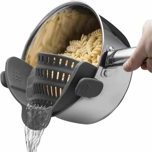 Adjustable clip-on pot strainer – mess-free kitchen draining tool